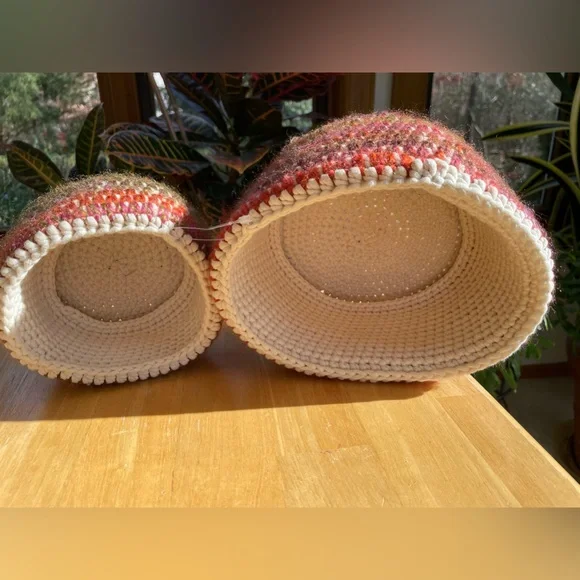 2 new round hand crocheted baskets. Use in any room - Picture 9 of 11